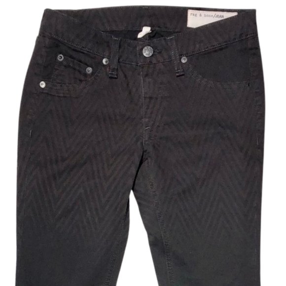 Rag & Bone Low Rise Chevron Ombre Black and Cranberry Legging Jeans - Picture 3 of 11